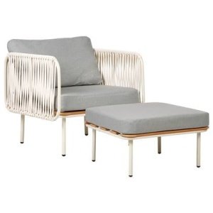 Beliani - SENISE - Tuinstoel met ottomaan - Grijs - Aluminium