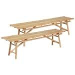Beliani - TINDARI - Tuinbank set van 2 - Lichthout - Bamboe
