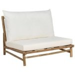 Beliani - TODI - Fauteuil - Lichthout|Wit - Bamboe