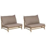 Beliani - TODI - Fauteuil set van 2 - Lichthout|Taupe - Bamboe