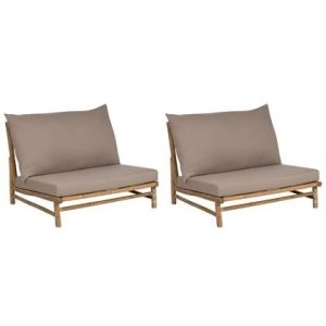 Beliani - TODI - Fauteuil set van 2 - Lichthout|Taupe - Bamboe