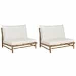 Beliani - TODI - Fauteuil set van 2 - Lichthout|Wit - Bamboe