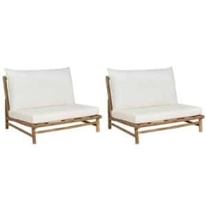 Beliani - TODI - Fauteuil set van 2 - Lichthout|Wit - Bamboe
