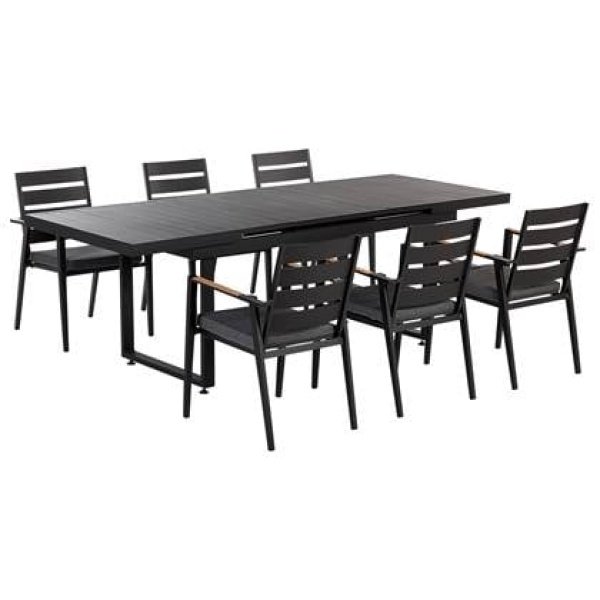 Beliani - VALCANETTO|TAVIANO - Tuinset voor 6 - Zwart - Aluminium