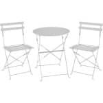 Bistrot-set - Tuinset - Klaptafel + 2 stoelen - Structuur: staal - Kleur: grijs