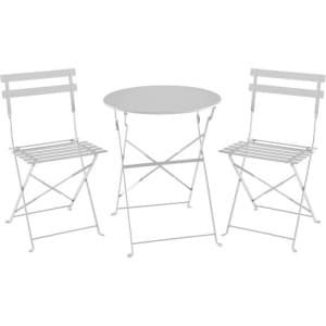 Bistrot-set - Tuinset - Klaptafel + 2 stoelen - Structuur: staal - Kleur: grijs
