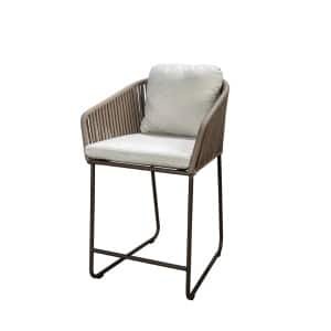 Calera high dining chair aluminium bronze/belt toffee/wool white AW - Yoi