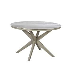 Calma high dining tafel dia. 120 cm aluminium salix/travertin - Yoi