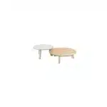Emma set van 2 salontafels latte, 65 en 80 cm. Ø printed keramiek / teak top