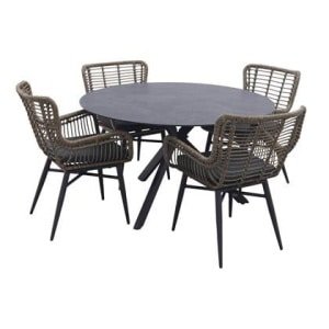 Jasmine natural|Locarno 130 cm. ronde tuinset - 5-delig