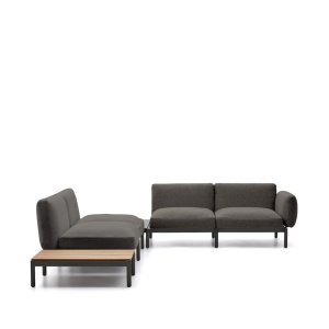 Kave Home Loungeset Sorells Met 4-zits hoekbank en tafels - Grijs