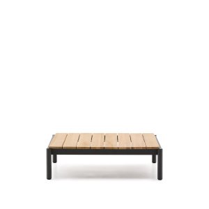 Kave Home Outdoor Salontafel Sorells Teakhout en grijs aluminium, 89 x 91cm