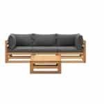 Loungeset Clermont Brest - donkergrijze kussens - 4-delig - V2 - Leen Bakker