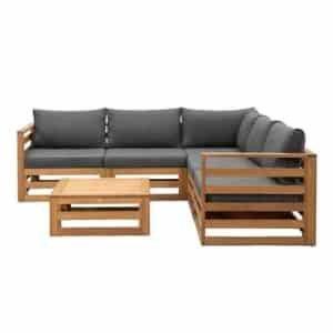 Loungeset Clermont Brest - donkergrijze kussens - 6-delig - Leen Bakker