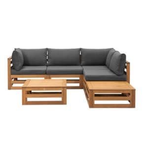 Loungeset Clermont Brest - donkergrijze kussens - 6-delig - V2 - Leen Bakker