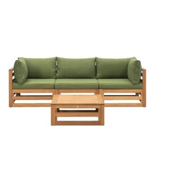 Loungeset Clermont Brest - donkergroene kussens - 4-delig - V2 - Leen Bakker