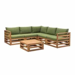 Loungeset Clermont Brest - donkergroene kussens - 6-delig - Leen Bakker