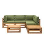 Loungeset Clermont Brest - donkergroene kussens - 6-delig - V2 - Leen Bakker