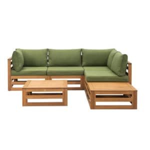 Loungeset Clermont Brest - donkergroene kussens - 6-delig - V2 - Leen Bakker