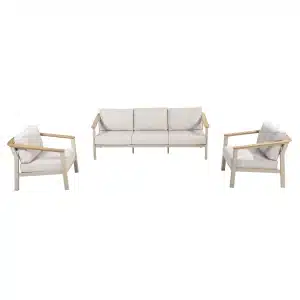 Loungeset Olivia Latte Set 3 delig 3 zits Kussens 4SO Lounge Bank Stoelen Buiten Tuin 4 Seasons