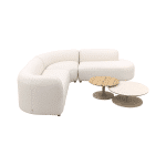 Madeira/Sara ronde loungeset links - Naturel Sunbrella/Teak