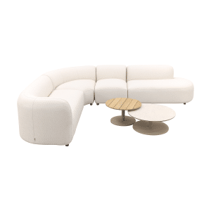 Madeira/Sara ronde loungeset links + tussenelement - Naturel Sunbrella/Teak