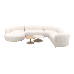 Madeira/Sara ronde u-vorm loungeset + chaise longue rechts - Naturel Sunbrella/Teak