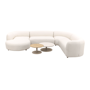 Madeira/Sara ronde u-vorm loungeset + chaise longue rechts - Naturel Sunbrella/Teak