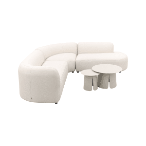 Madeira/Velora ronde loungeset links - Naturel Sunbrella/Cream