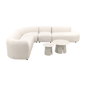 Madeira/Velora ronde loungeset links + tussenelement - Naturel Sunbrella/Cream