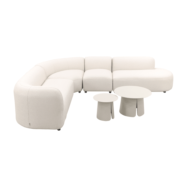Madeira/Velora ronde loungeset links + tussenelement - Naturel Sunbrella/Cream