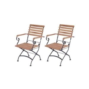 MaximaVida inklapbare tuinstoel Toscana met armleuning zwart 2 stuks -