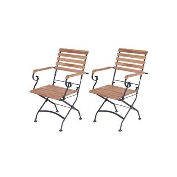 MaximaVida inklapbare tuinstoel Toscana met armleuning zwart 2 stuks -