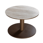 Millor side table dia. 60x45 cm aluminium bronze/travertin - Yoi