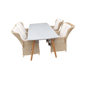 Set van Copenhagen tafel 180x90 cm en 4 Darwin verstelbare stoelen rattan - Eurofleur aanbieding