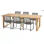 Spartan diningtafel 240x100 cm met 6 Pandino diningstoelen