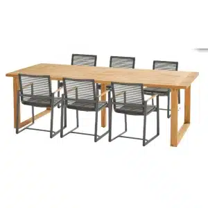 Spartan diningtafel 240x100 cm met 6 Pandino diningstoelen