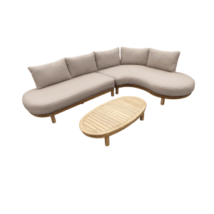 Summerland cornerset natural taupe/acacia light teak incl. zand olefin kussens - Eurofleur aanbieding