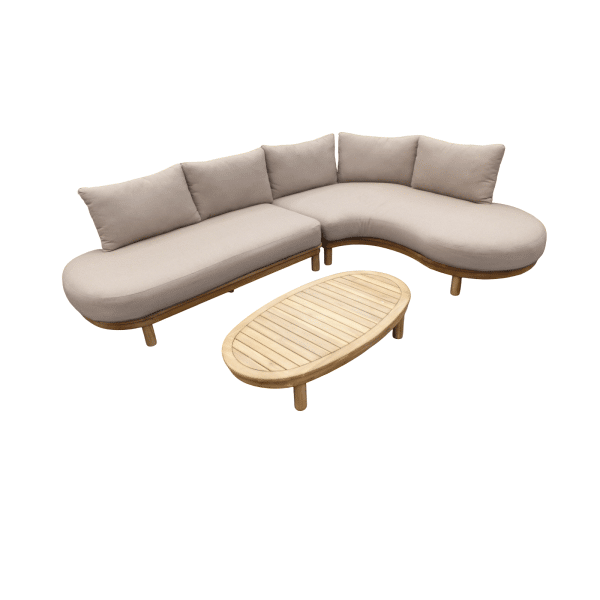 Summerland cornerset natural taupe/acacia light teak incl. zand olefin kussens - Eurofleur aanbieding