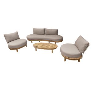 Summerland loungeset natural taupe/acacia light teak incl. zand olefin kussens - Eurofleur aanbieding