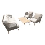 Swallow loungeset taupe/lichtbruin/acacia incl. royal stone zand kussens - Eurofleur aanbieding