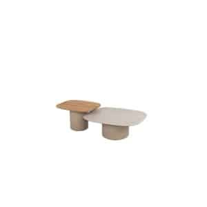 Taste Demi set van 2 coffee tafels keramiek print & teak latte 50 x 60 en 70 x 80 cm - 4so