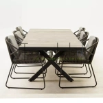 Tuinset Accor midgrey met Castilla negro kruispoot 240cm tafel
