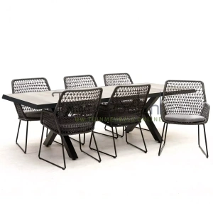 Tuinset Babilonia met Castilla negro kruispoot 240cm tafel