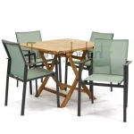 Tuinset Delia amandel stapelbaar met Milton tafel vierkant 90x90