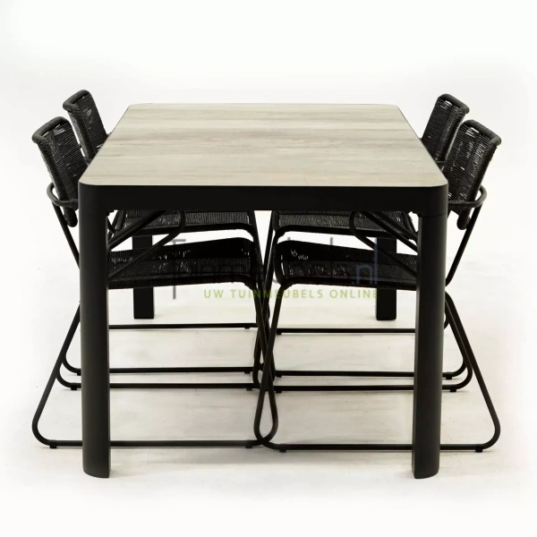 Tuinset Swing Zwart met Castilla 160cm Tafel