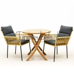 Tuinset Vita Gino geel stapelbaar met Milton tafel rond 80