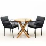Tuinset Vita Gino zwart stapelbaar met tuintafel Milton rond 80