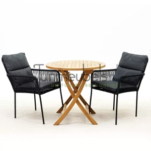 Tuinset Vita Gino zwart stapelbaar met tuintafel Milton rond 80
