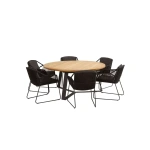 Accor tuinset antraciet met teak ronde Basso tafel met alu poten | 4 Seasons Outdoor